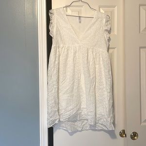White eyelet short dress